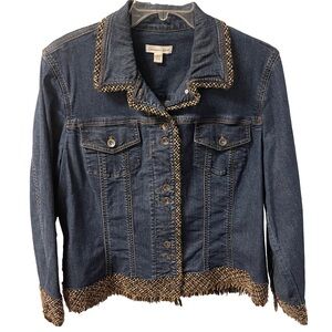 Coldwater Creek Women’s Denim Cotton Spandex Jean Jacket Brown Accents - Sz 20W